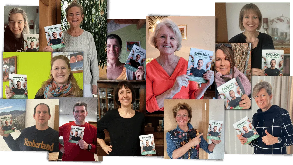 Kunden halten das Buch Endlich Schlank